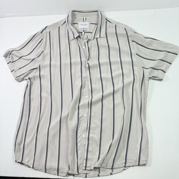 Denim & Flower Ricky Singh Men's XL White Button Up Gray Vertical Stripe Viscose - Picture 1 of 12